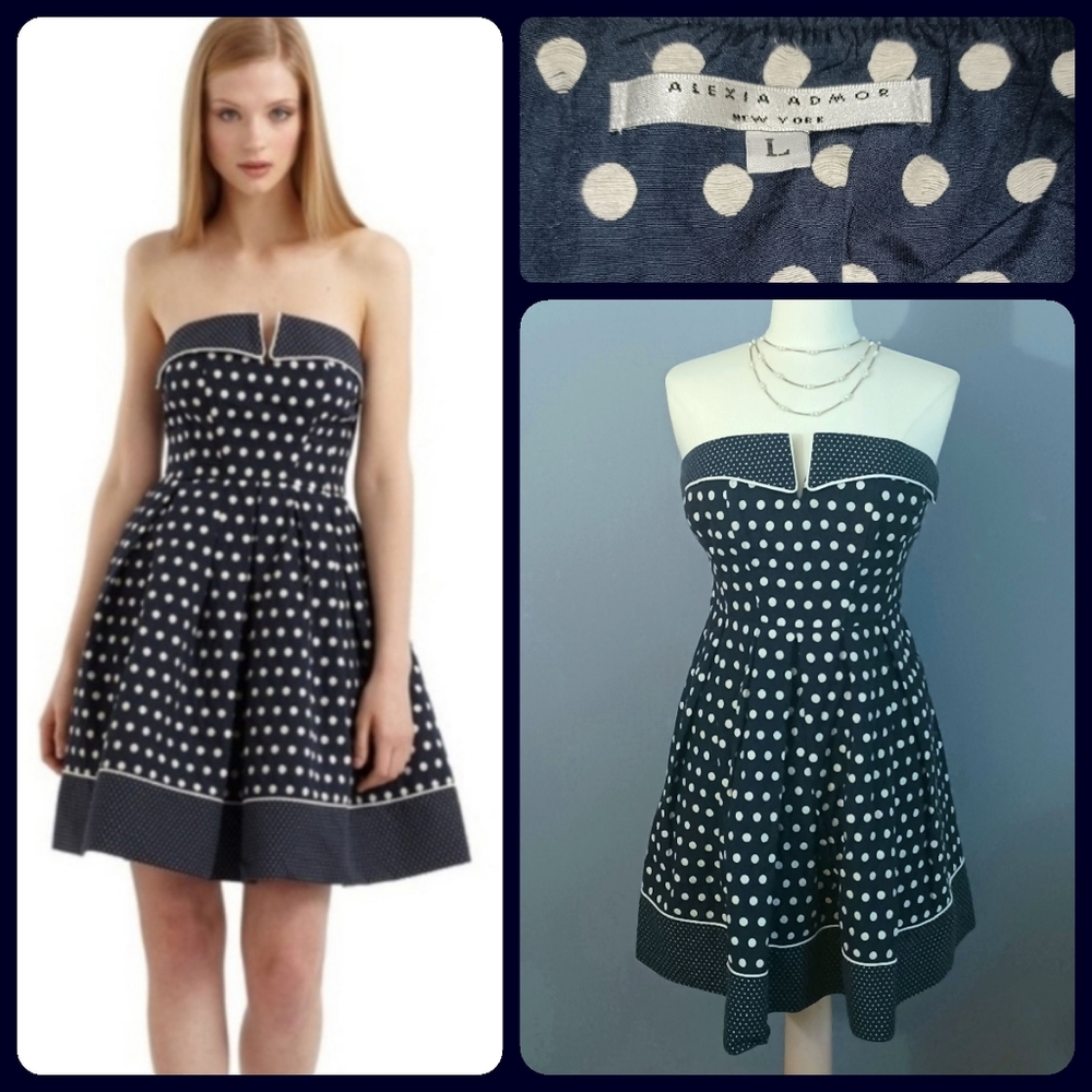 Alexia Admor Strapless Polka-Dot Pin-up Dress